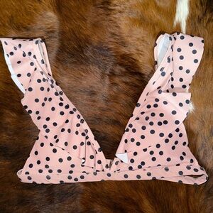 Lucky Brand Pink Polka Dot Bikini Top